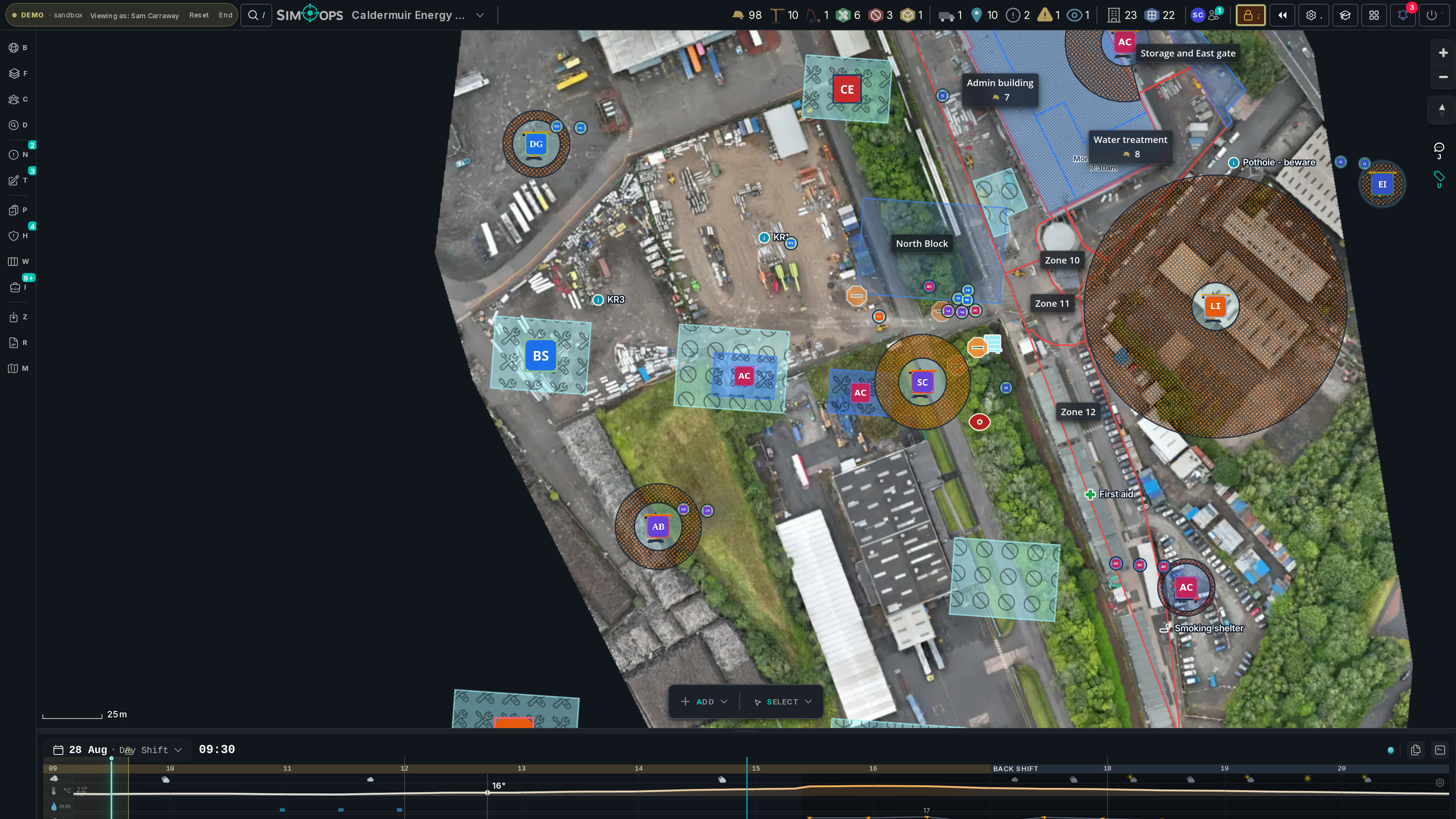 A slow glide across the live site map, a clash pulsing where two work windows overlap